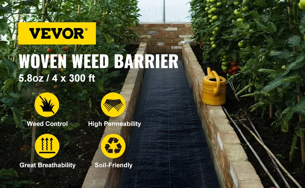 VEVOR 5.8 oz Weed Barrier 4 x 300 ft Landscape Fabric overview