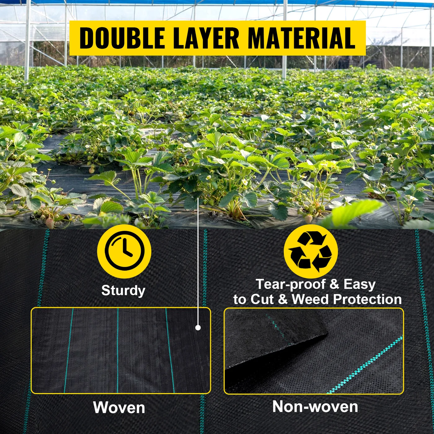 VEVOR 5.8 oz Weed Barrier 4 x 300 ft Landscape Fabric heavy duty fabric detail 2