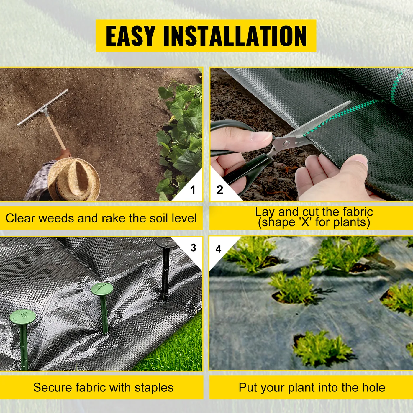 VEVOR 5.8 oz Weed Barrier 4 x 300 ft Landscape Fabric water permeable detail 2