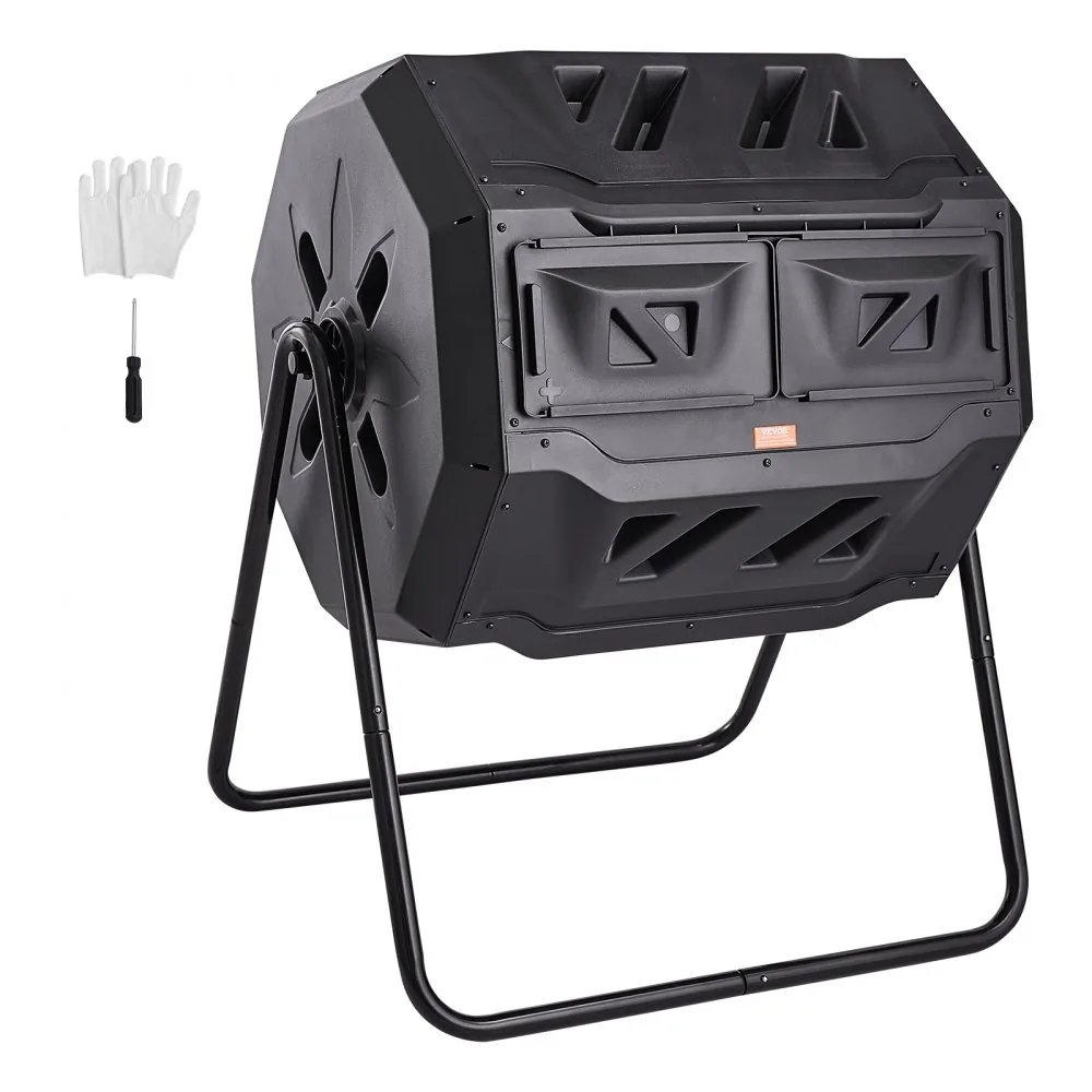 VEVOR 43 gallon dual chamber compost tumbler front view