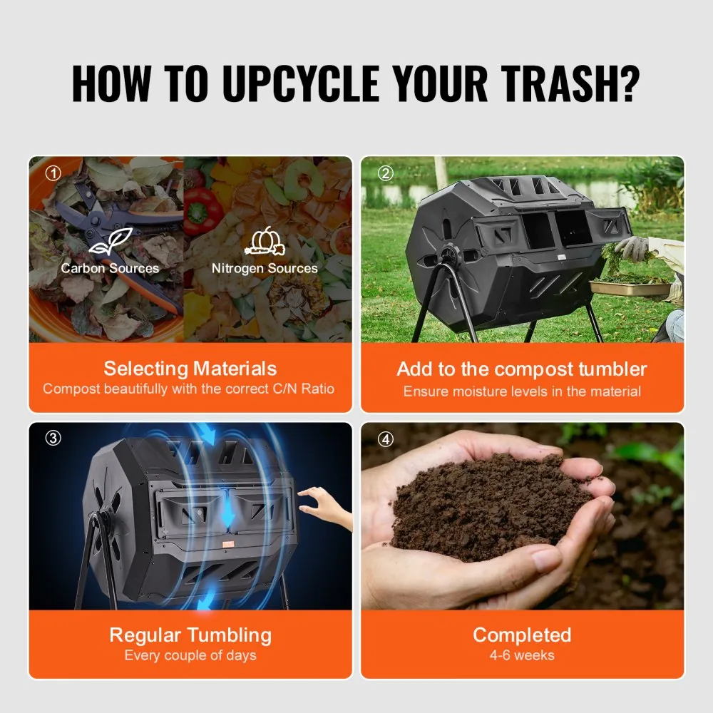 VEVOR dual chamber compost bin dimension guide