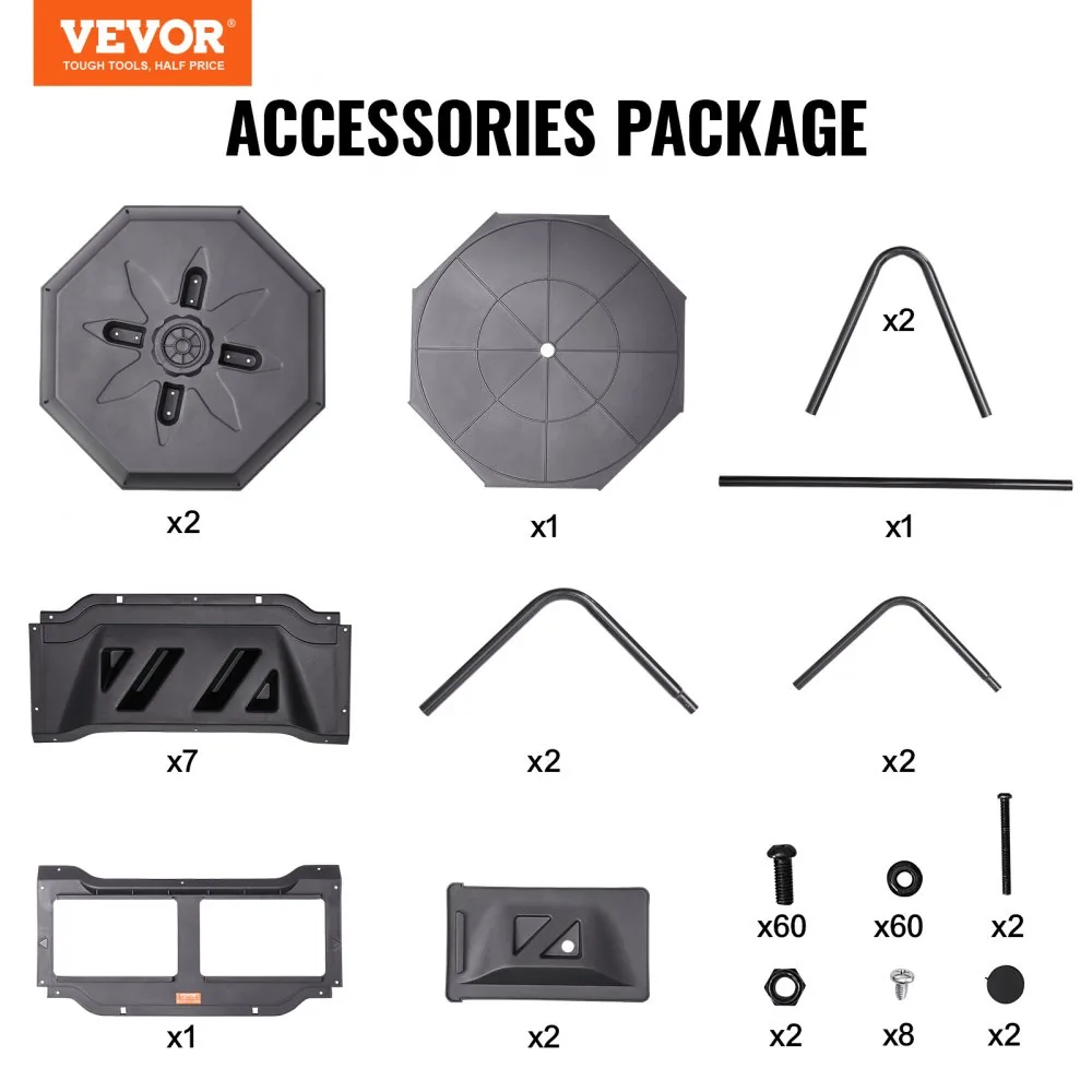 VEVOR compost tumbler package parts and hardware