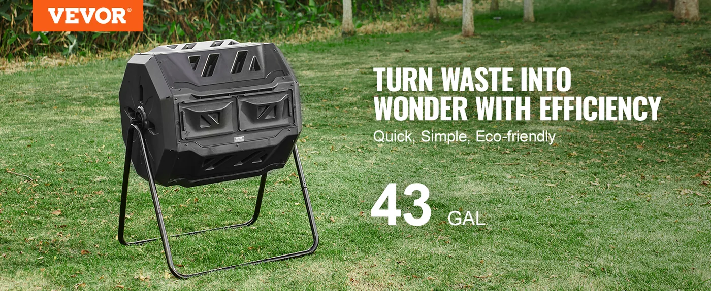 VEVOR 43 gallon dual chamber compost tumbler