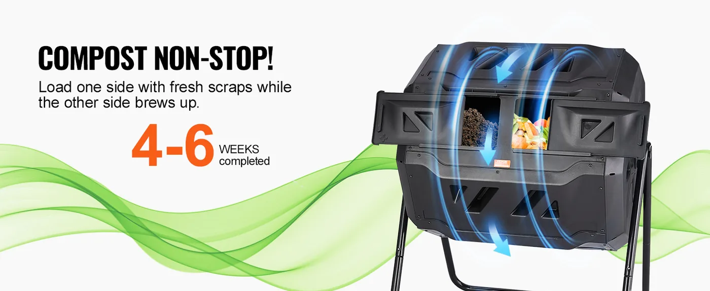 VEVOR compost tumbler continuous dual chamber composting