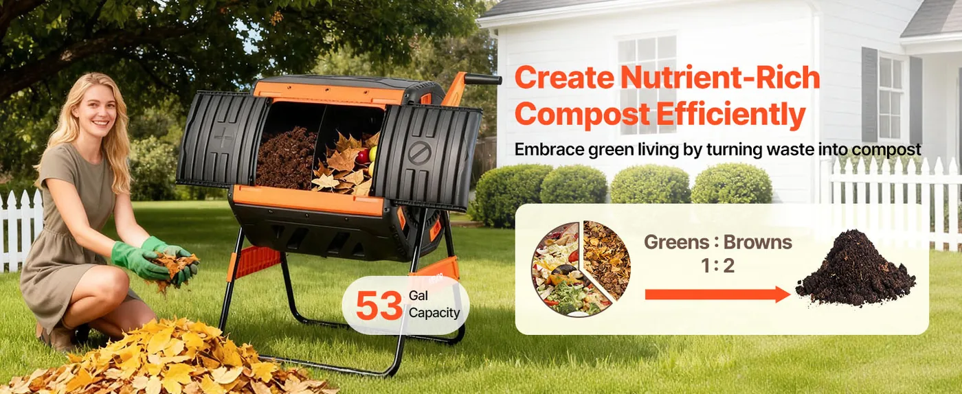 VEVOR Compost Tumbler 53gal overview