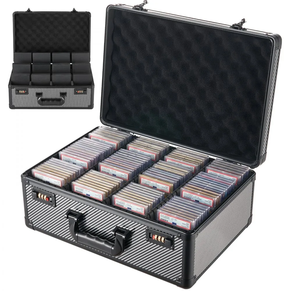 VEVOR 4 row graded card case with lock front view