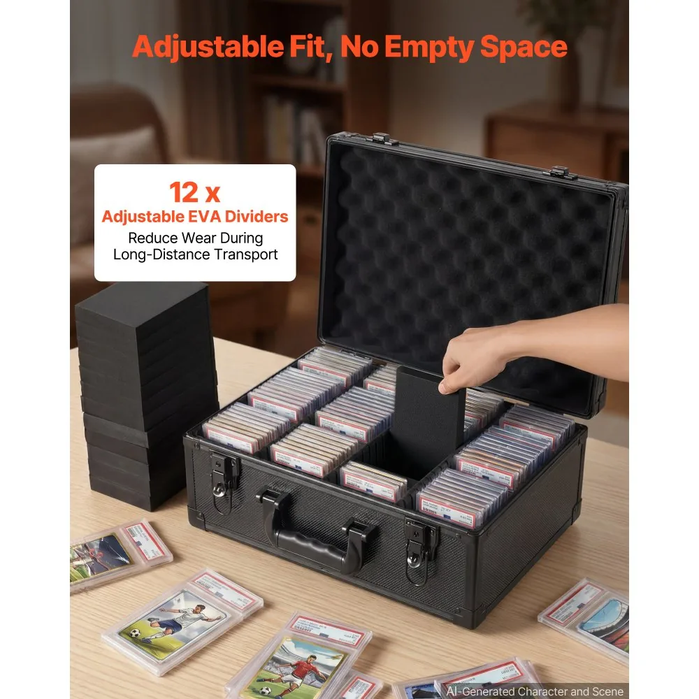 VEVOR graded card case open with PSA slabs organized