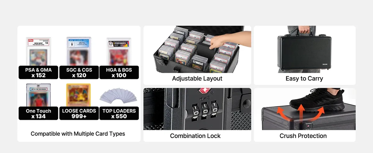 VEVOR 4 row graded card storage box overview