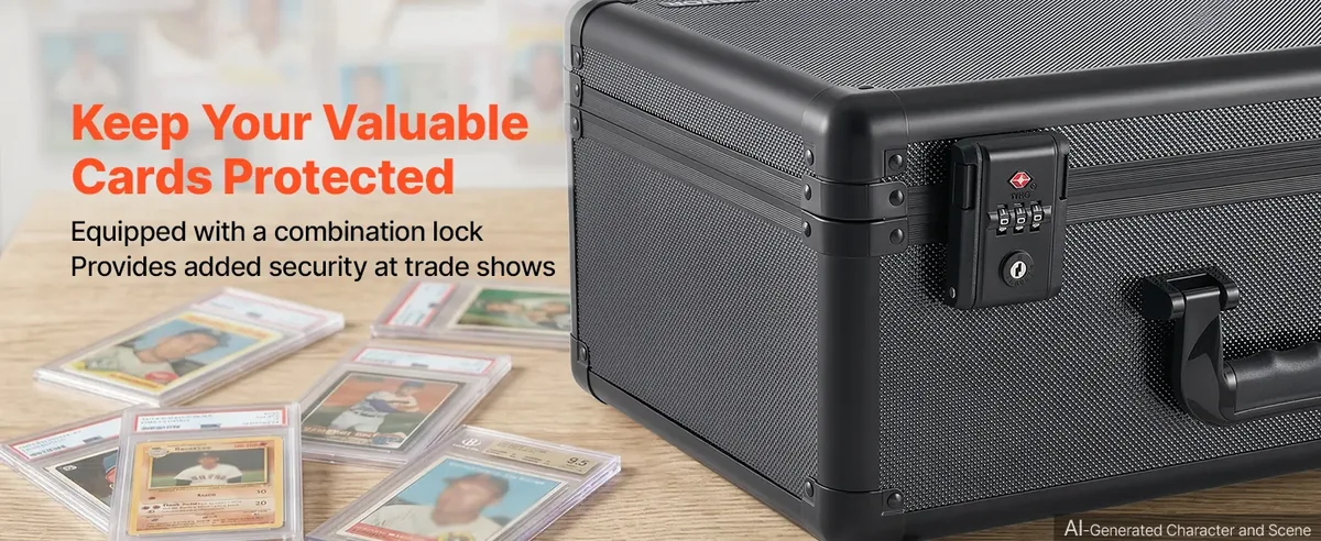 VEVOR 4 Row 152 PSA Graded Card Case TSA Lock Enhanced Security