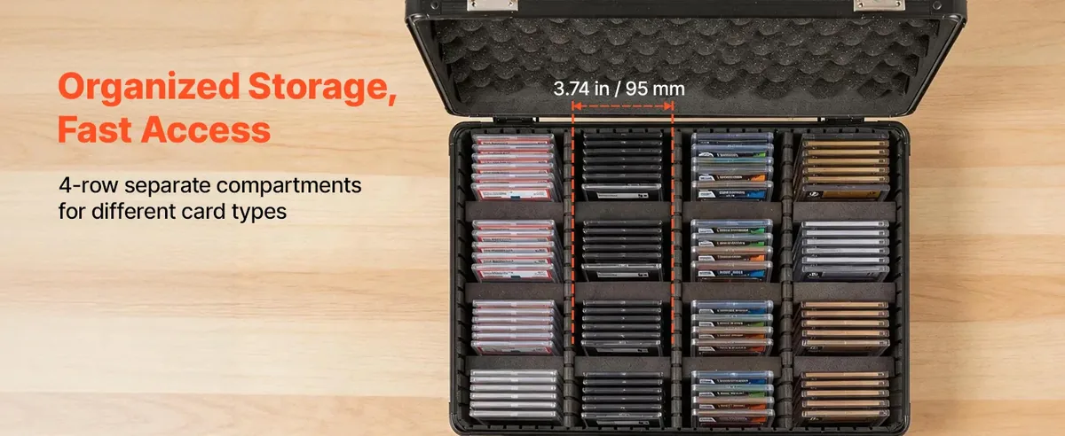 VEVOR 4 Row 152 PSA Graded Card Case TSA Lock Organized Compartment