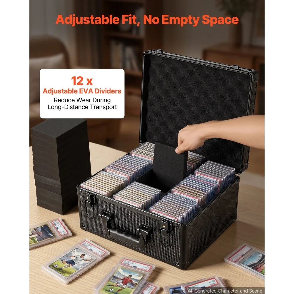 VEVOR graded card case open with PSA slabs organized