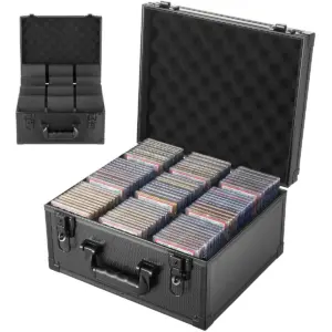 VEVOR 3 row graded card storage box with lock front view
