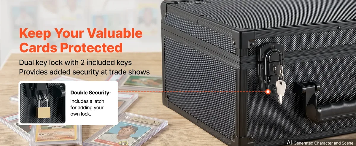 VEVOR 3 Row 180 PSA Graded Card Storage Box with Lock Enhanced Security