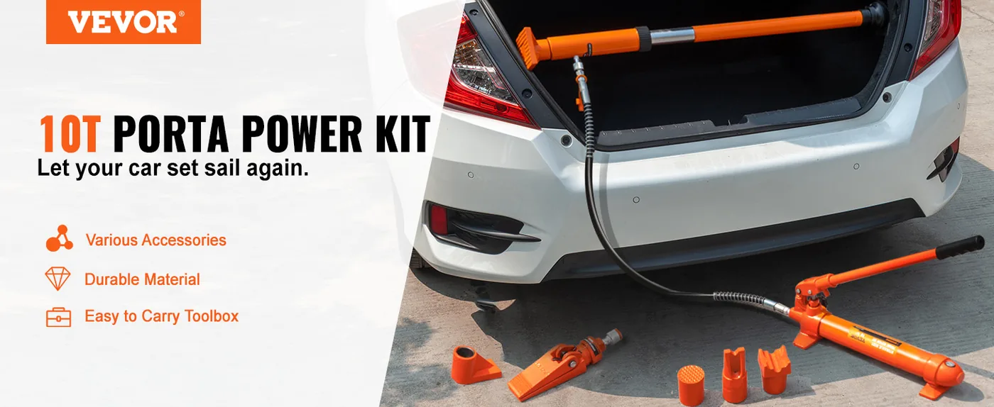 VEVOR 10 Ton Porta Power Kit Plastic Material+Wheels overview