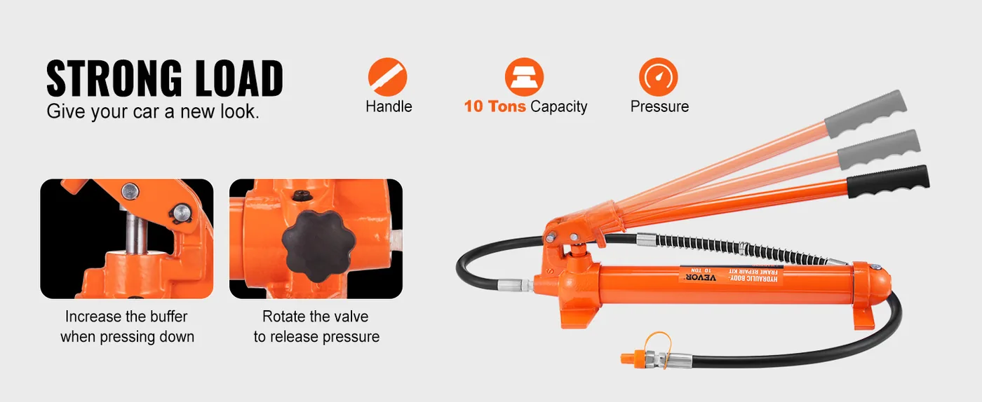 VEVOR 10 Ton Porta Power Kit Plastic Material+Wheels Super Load-Bearing