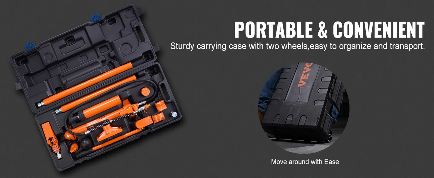 VEVOR 10 Ton Porta Power Kit Plastic Material+Wheels Portable Tool Case