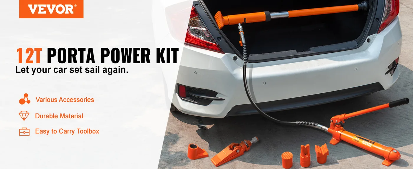 VEVOR 12 Ton Porta Power Kit Plastic Material+Wheels overview