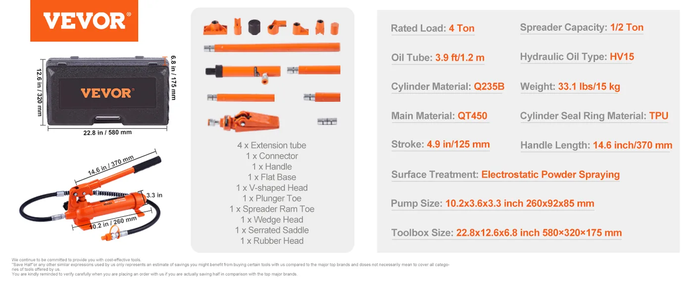 VEVOR 4 Ton Porta Power Kit Plastic Material feature 1