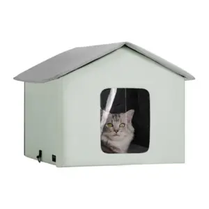 VEVOR green heated cat house front view
