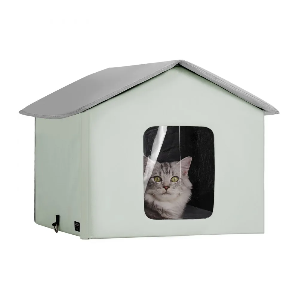VEVOR green heated cat house front view
