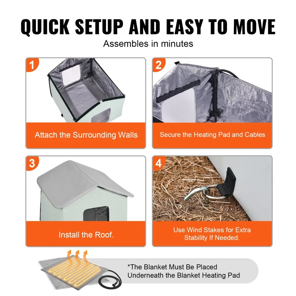 VEVOR heated cat house package contents