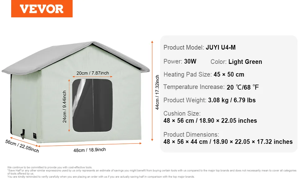 VEVOR heated cat house foldable storage