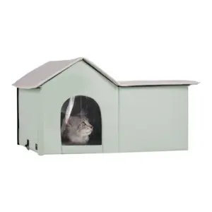 VEVOR green heated cat house front view