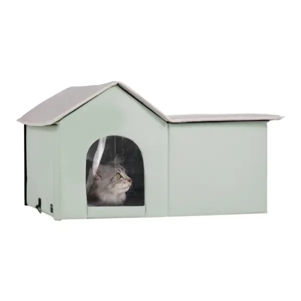 VEVOR green heated cat house front view