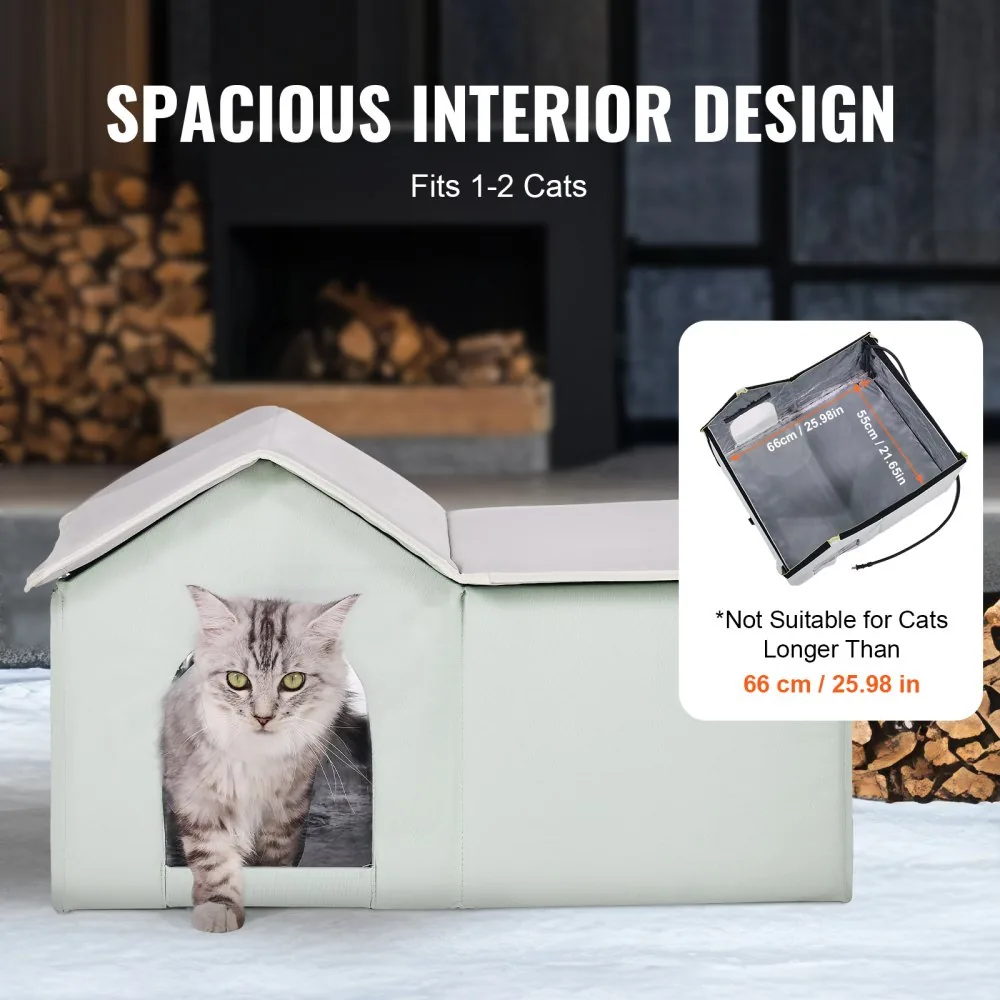 VEVOR large heated cat house size dimensions