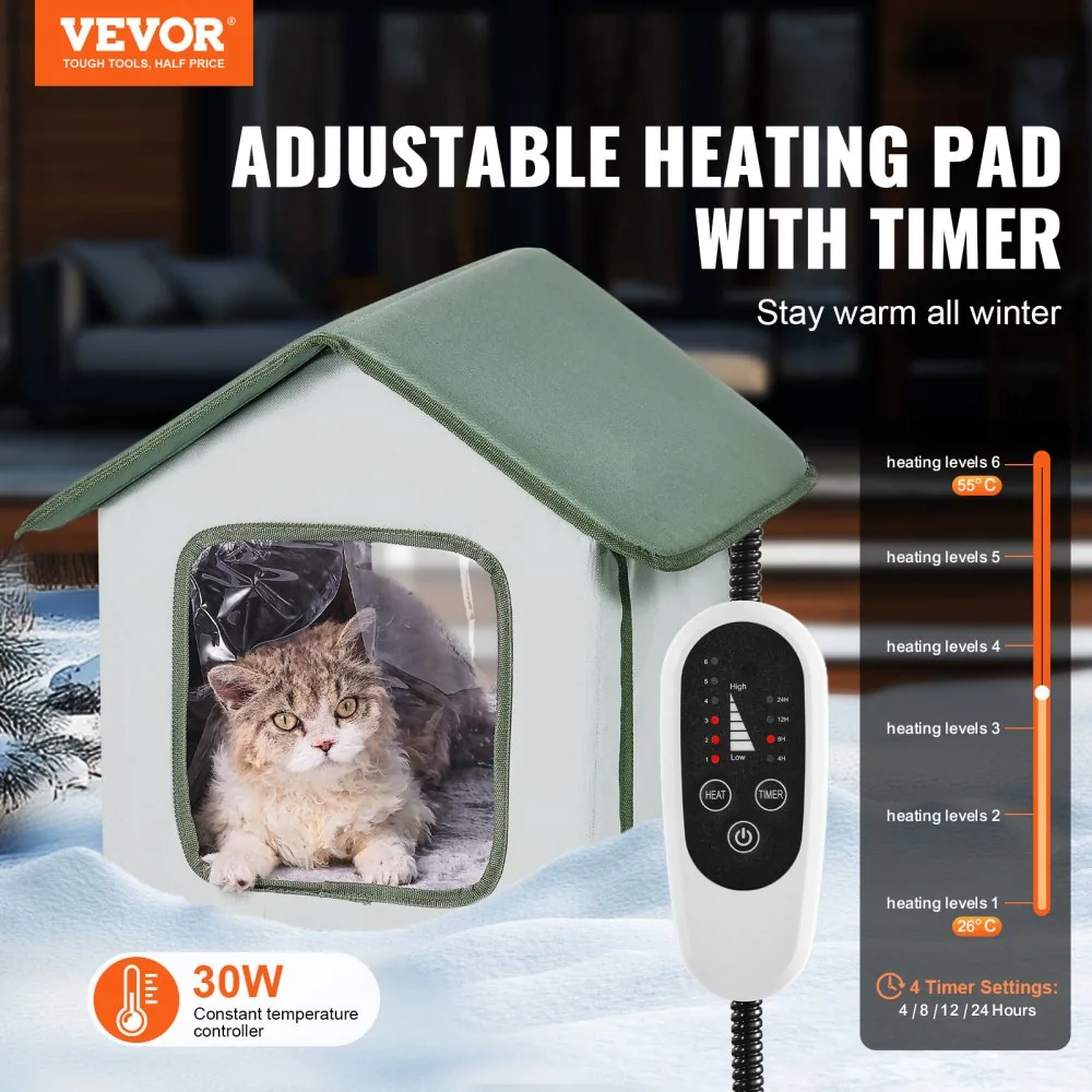 VEVOR outdoor heated cat shelter in yard