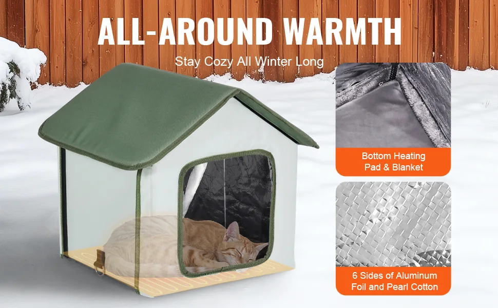 VEVOR heated cat house secure heating pad