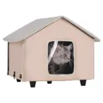 VEVOR brown heated cat house front view