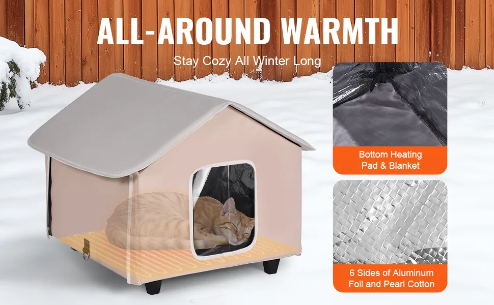 VEVOR heated cat house secure heating pad