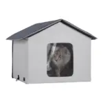 VEVOR gray heated cat house front view