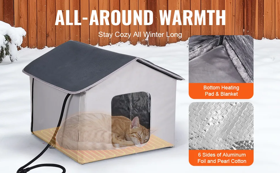 VEVOR heated cat house secure heating pad