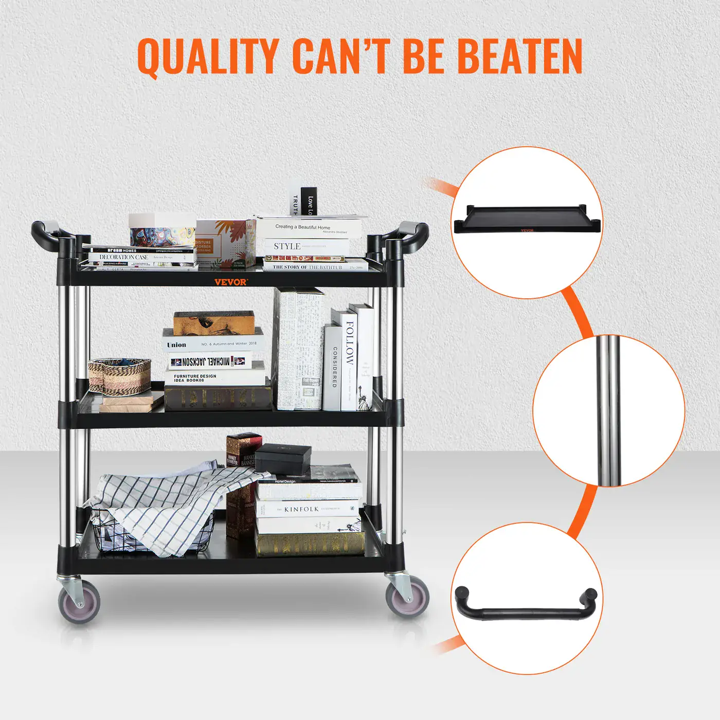 VEVOR Utility Service Cart 3 Layers Small feature 2