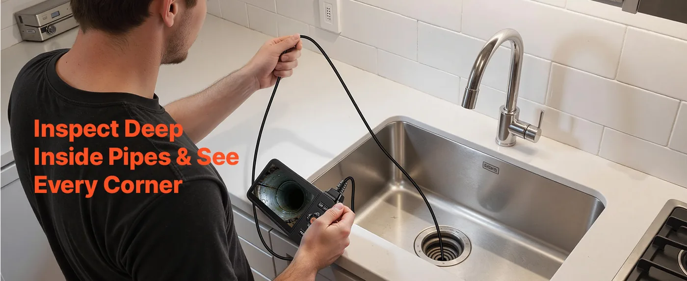 VEVOR Triple Lens Endoscope with Light 4.5 inch Plumbing Inspection