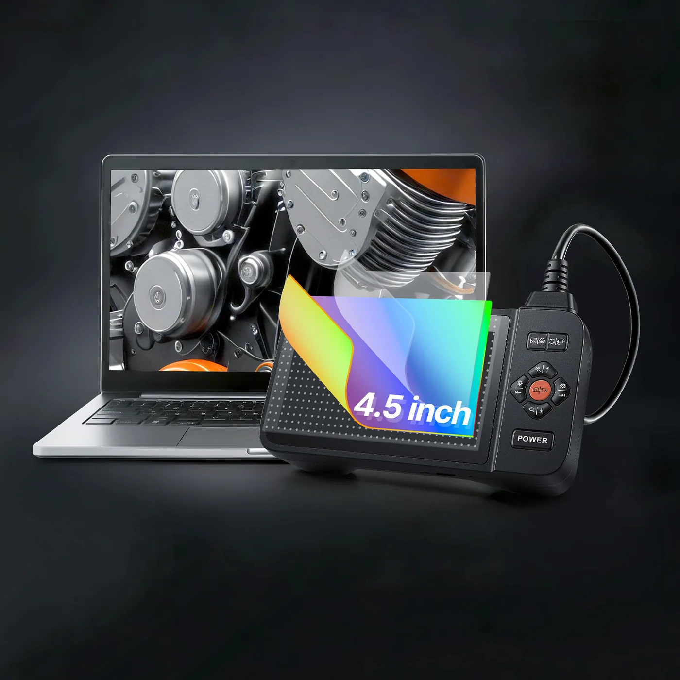 VEVOR Triple Lens Endoscope with Light 4.5 inch 4.5" Large Screen Viewing
