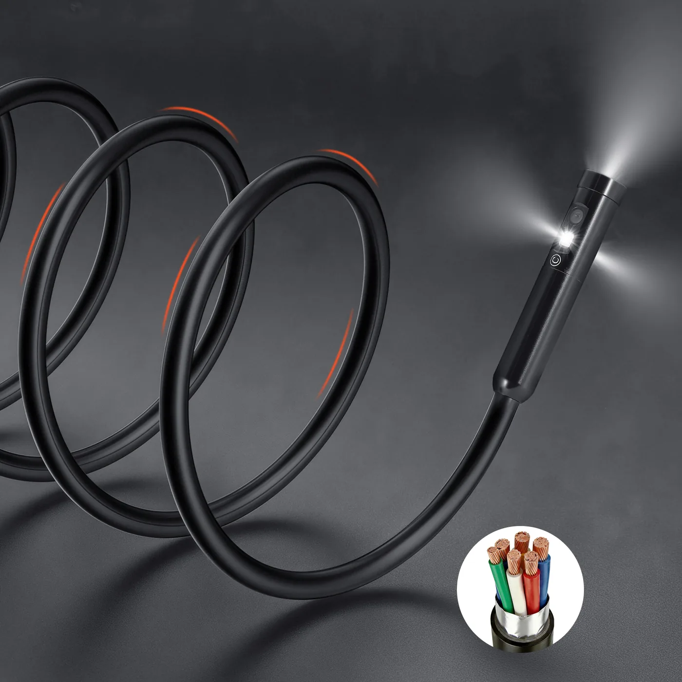 VEVOR Triple Lens Endoscope with Light 4.5 inch 16.4 ft Extended Rigid Cable