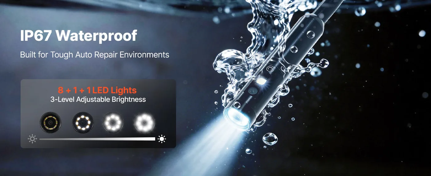VEVOR Triple Lens Endoscope with Light 5 inch IP67 Waterproof