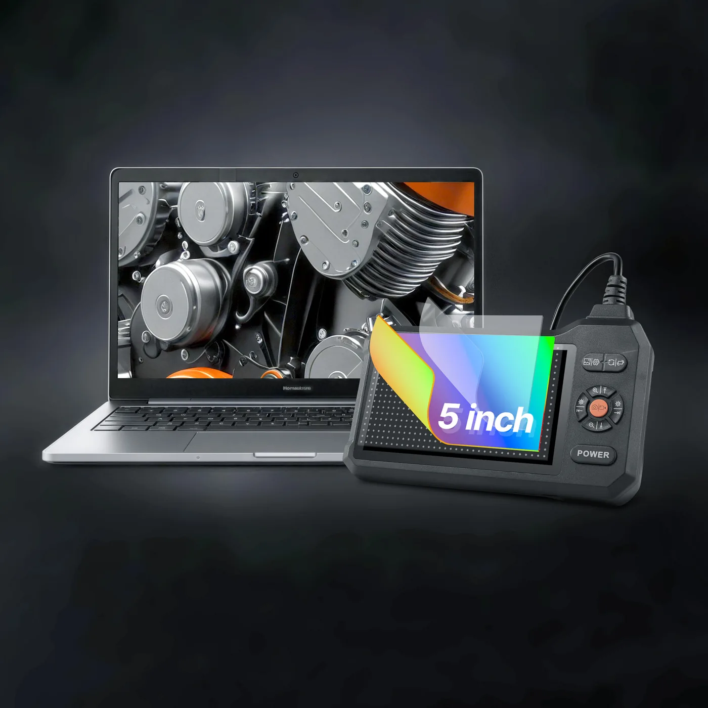 VEVOR Triple Lens Endoscope with Light 5 inch 5" HD Screen Viewing