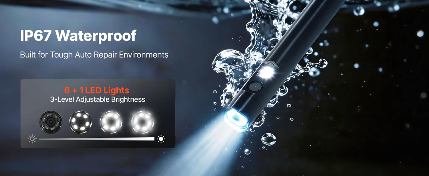 VEVOR Dual Lens Endoscope with Light 5 inch IP67 Waterproof