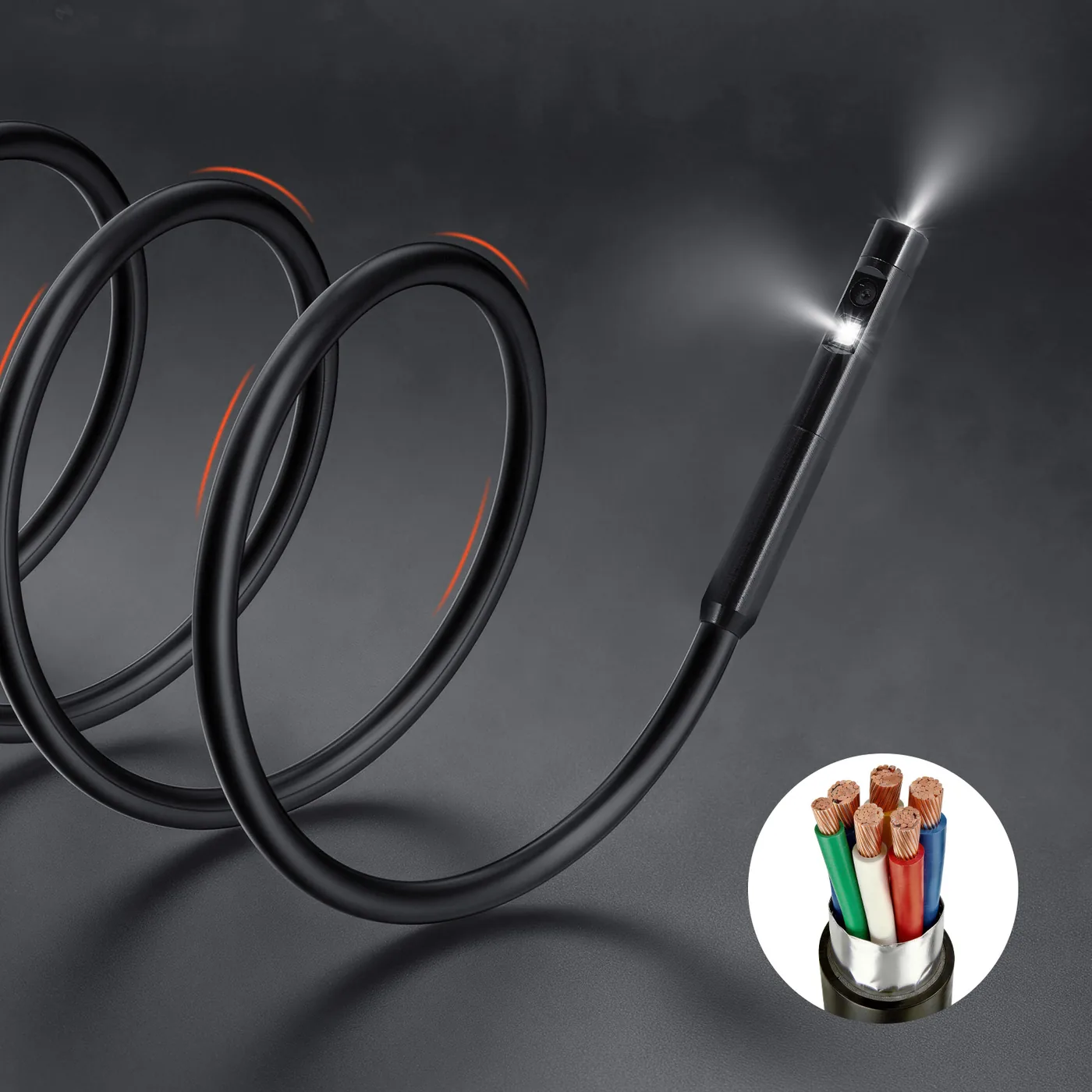VEVOR Dual Lens Endoscope with Light 5 inch 16.4 ft Extended Rigid Cable