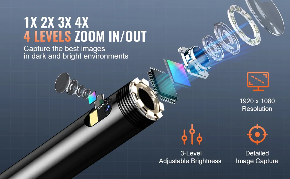 VEVOR Endoscope Camera with Light Dual Lens 4.3 inch feature 2