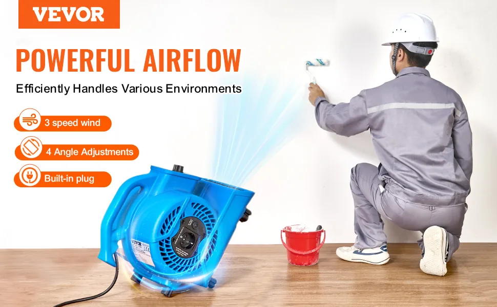 VEVOR Floor Blower 0°、 20°、45°、90° 1300 RPM overview