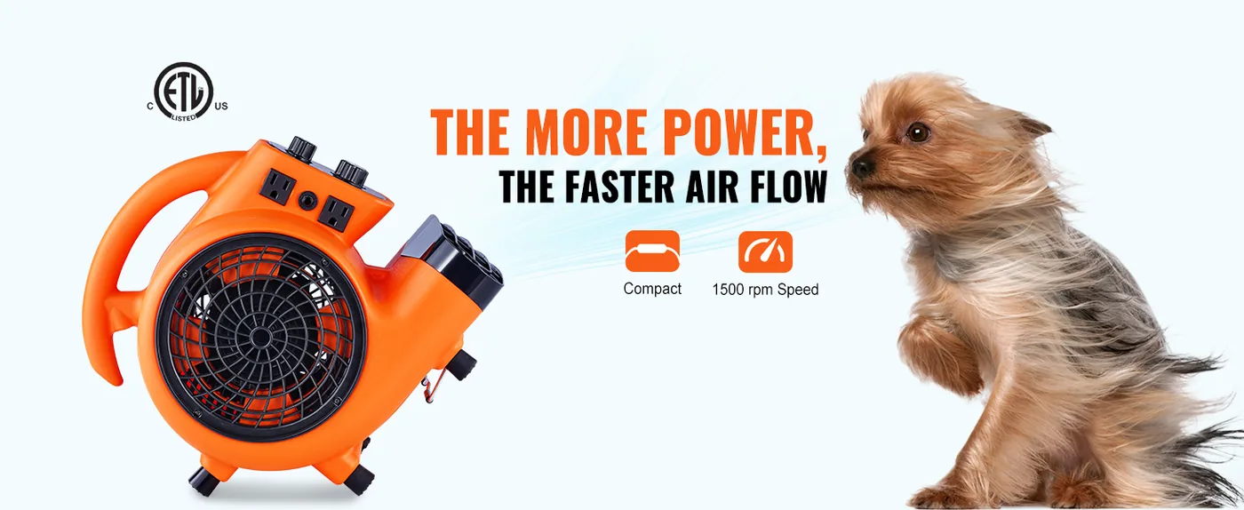 VEVOR Floor Blower 0&deg;、 20&deg;、45&deg;、90&deg; 1450 RPM 1/4 HP Copper Motor