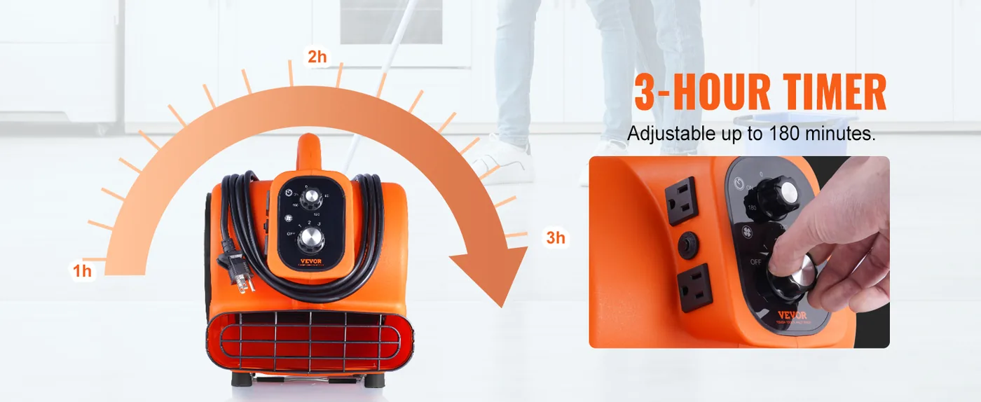 VEVOR Floor Blower 0&deg;、 20&deg;、45&deg;、90&deg; 1450 RPM Adjustable Timer