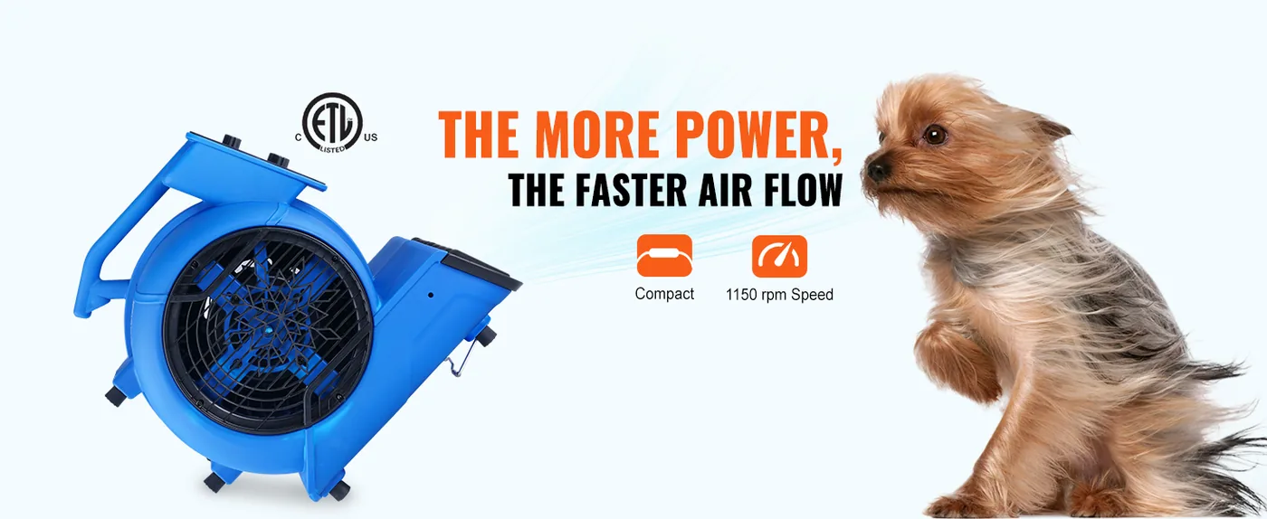 VEVOR Floor Blower 0&deg;、 20&deg;、45&deg;、90&deg; 1800 RPM 1/2 HP Copper Motor