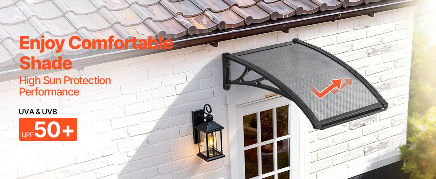 VEVOR Awnings for Door Entrance 24*24 inches Smoke Gray Sun & UV-Protection