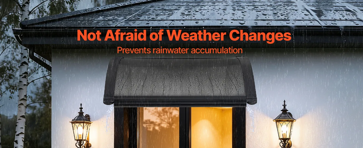 VEVOR Awnings for Door Entrance 24*24 inches Smoke Gray Rain & Snow Protection